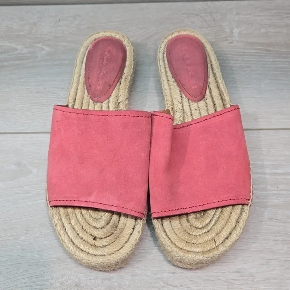 Coach Women Espadrille Leather Sandals shoes flats sz 8B